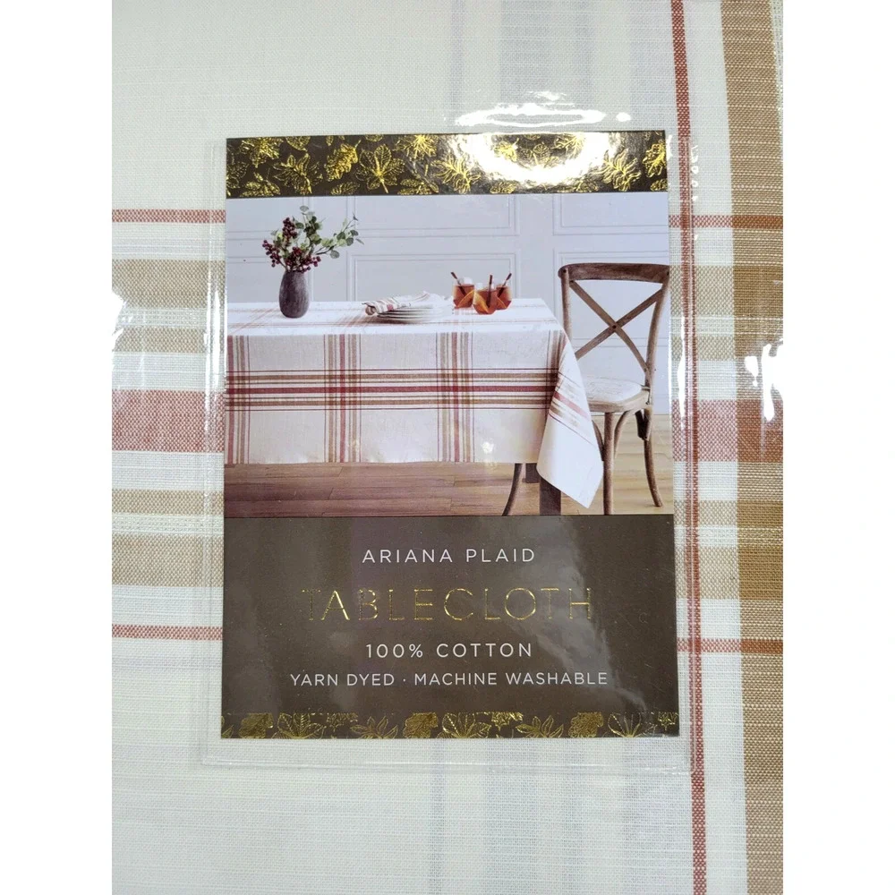 Ariana Plaid Tablecloth 60 x 120 Oblong Cotton Blend Multicolor Dining Kitchen